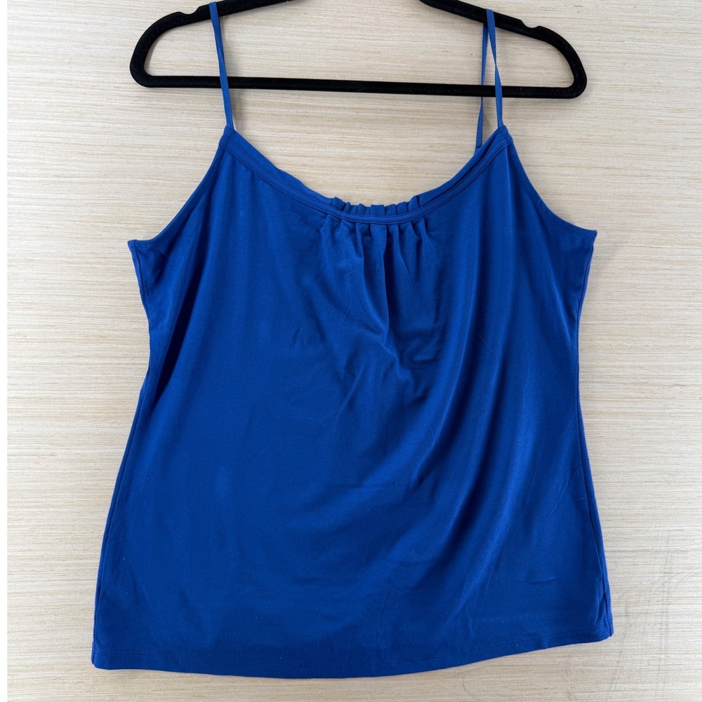 Ann Taylor Royal Blue Pleated Neck Camisole Adjustable Straps NWT Large‎ Career